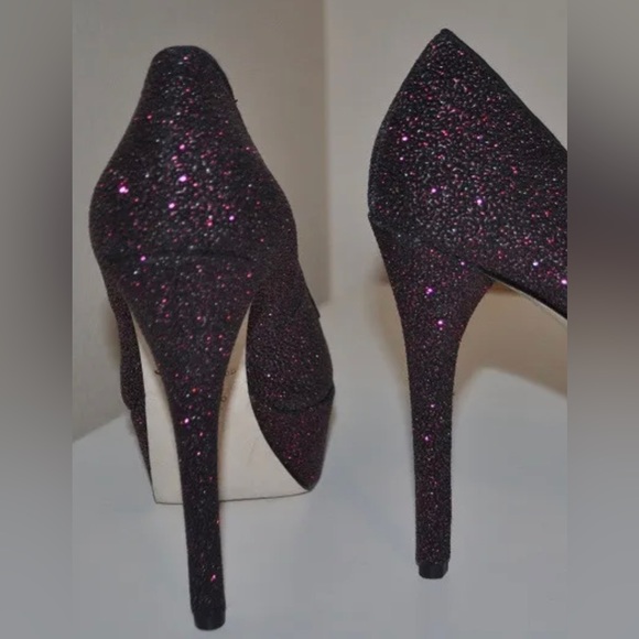 👠"There's No Place Like Home!" Brian Atwood Bambola Fuschia Sparkle Peeptoe Sz 9 - Picture 4 of 16